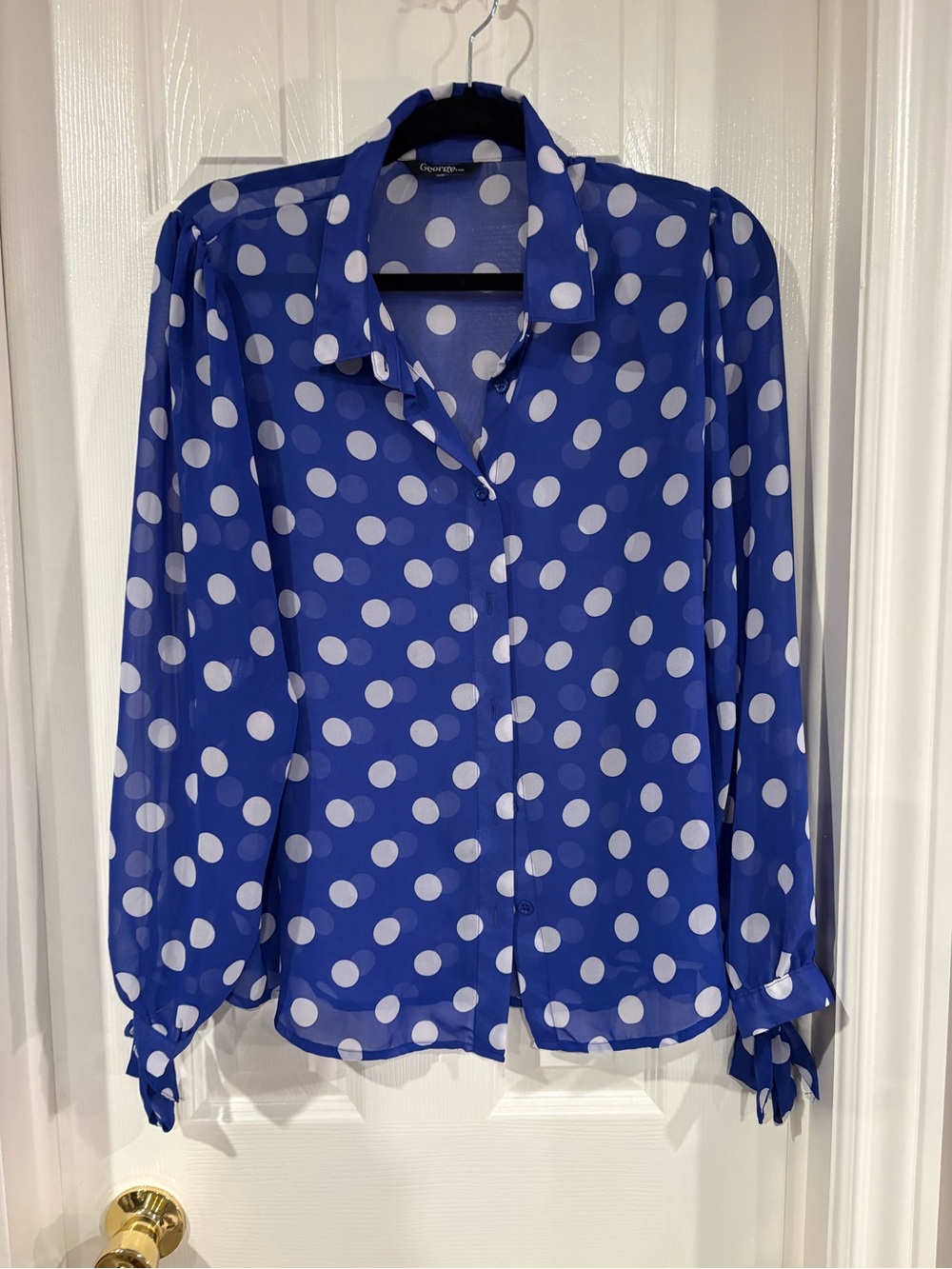 Blue Polka Dot Blouse with White Dots